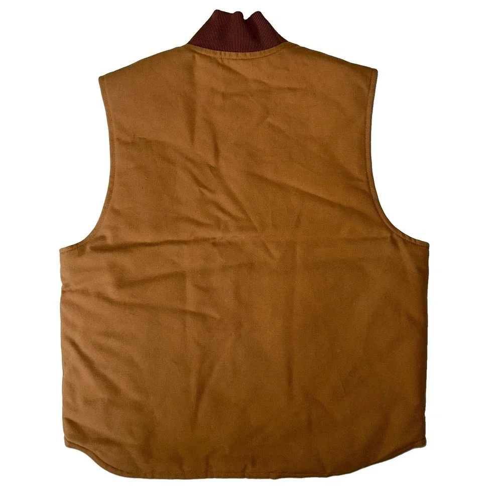 Carhartt Duck Arctic Quilt Lined Vest Brown Mens L Workwear V01 BRN Embroidered